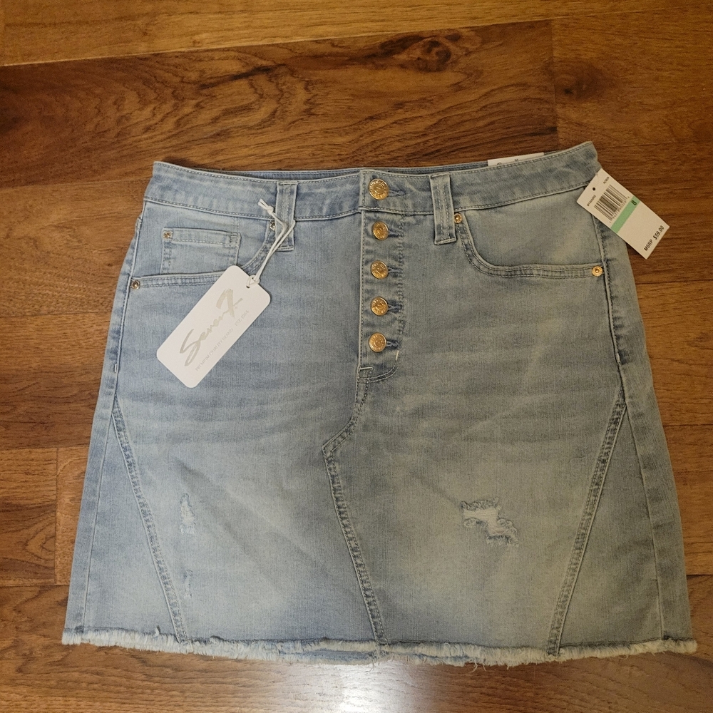 Seven7 Robin Weekend Denim Skirt, NWT, Size 8